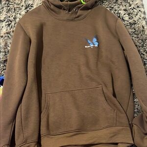 Brown Hoodie with Blue Butterfly Design